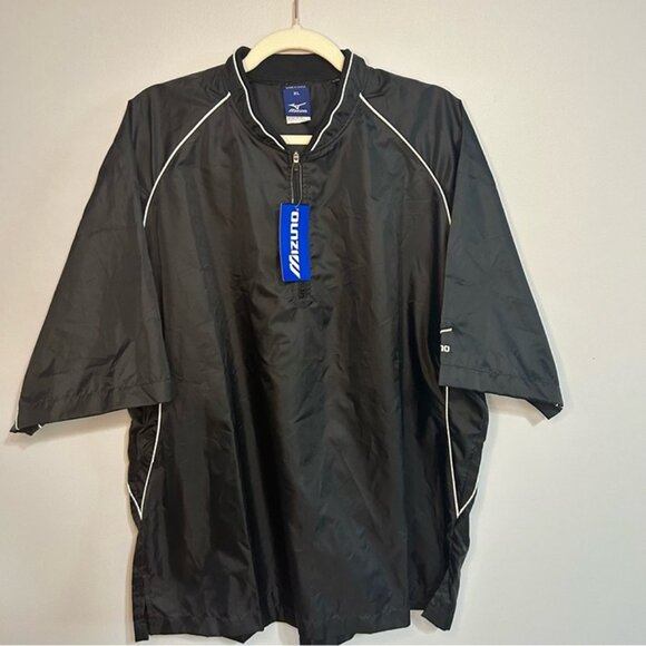 NWT Mizuno Men's Baseball/Golf Black Vented Lined Pullover 1/4 Zip Jacket XL - Picture 1 of 5